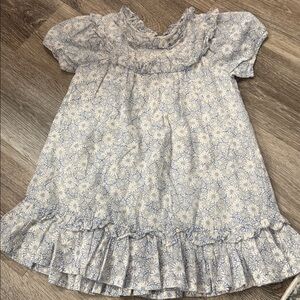 Baby girl Doen blue white floral print short sleeve dress sz 2